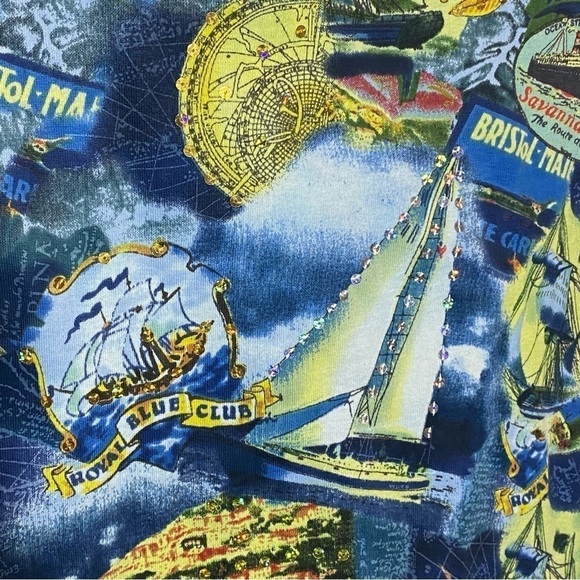 NEW Cruise Wear & Co women's size medium Royal Club Tee novelty print ships boat - Picture 7 of 8